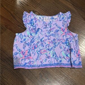 Girls' Lilly Pulitzer XL Ruffle Sleeve Crop Top
